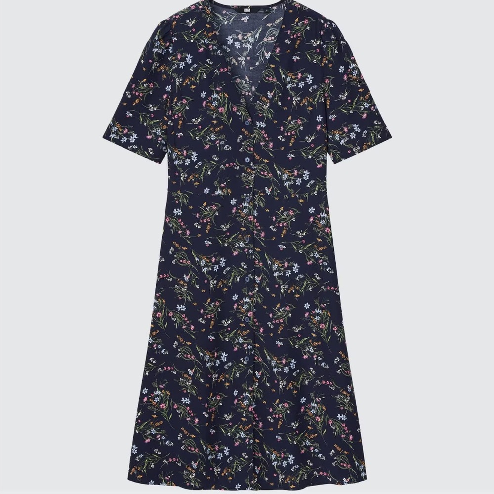 Uniqlo Navy Floral Dress NWT